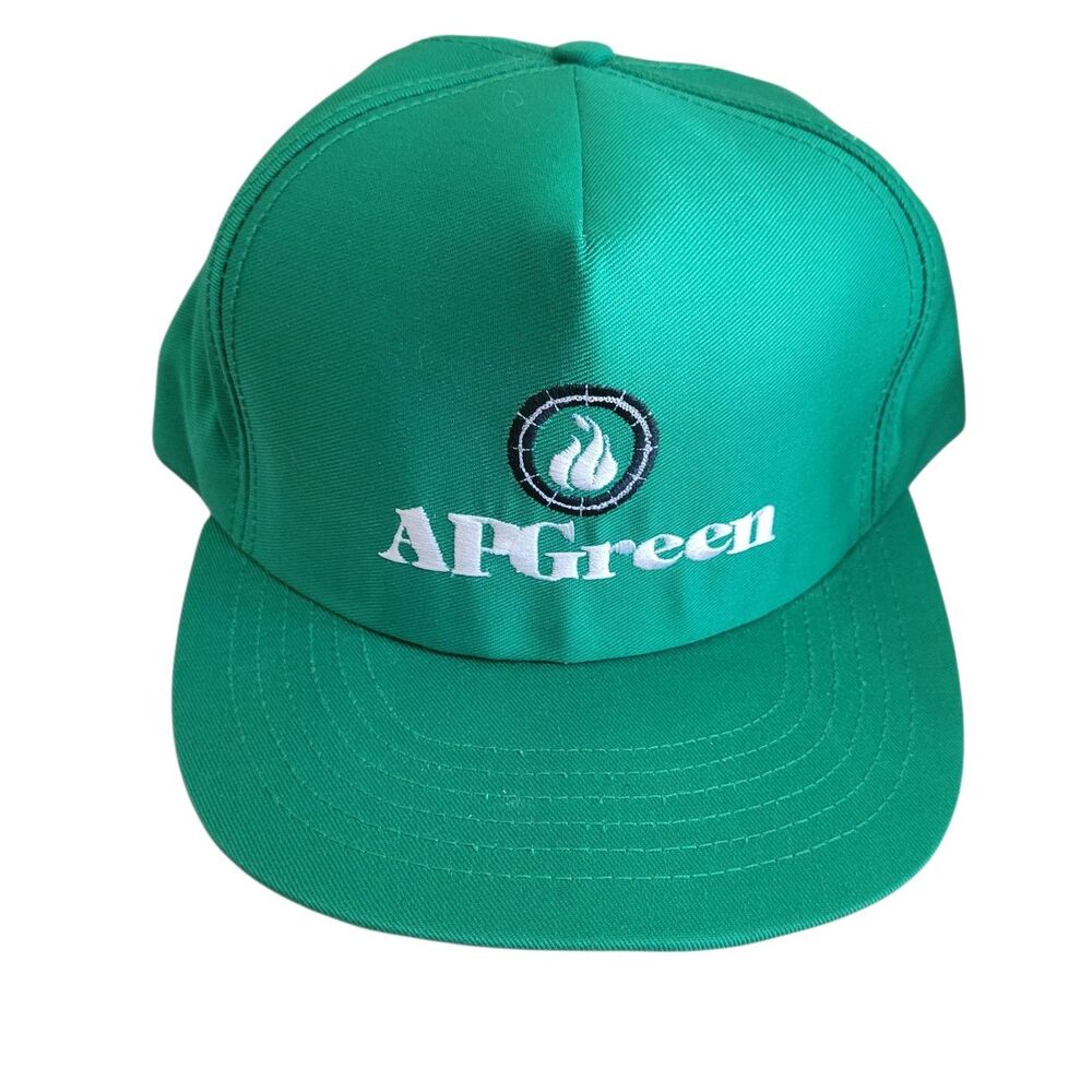 VTG Trucker Hat Embroidered AP Green Adjustable Farming Agriculture Cap Retro